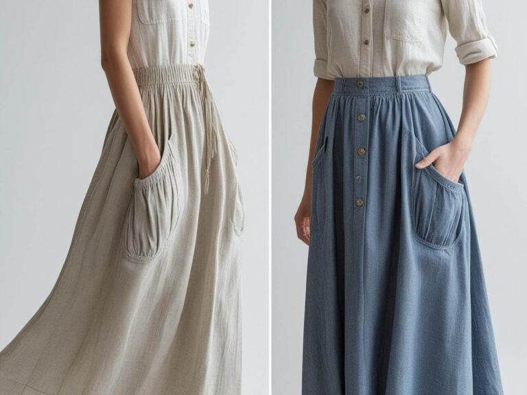MAXI BOLSO – O charme dos bolsos generosos em vestidos e saias longas